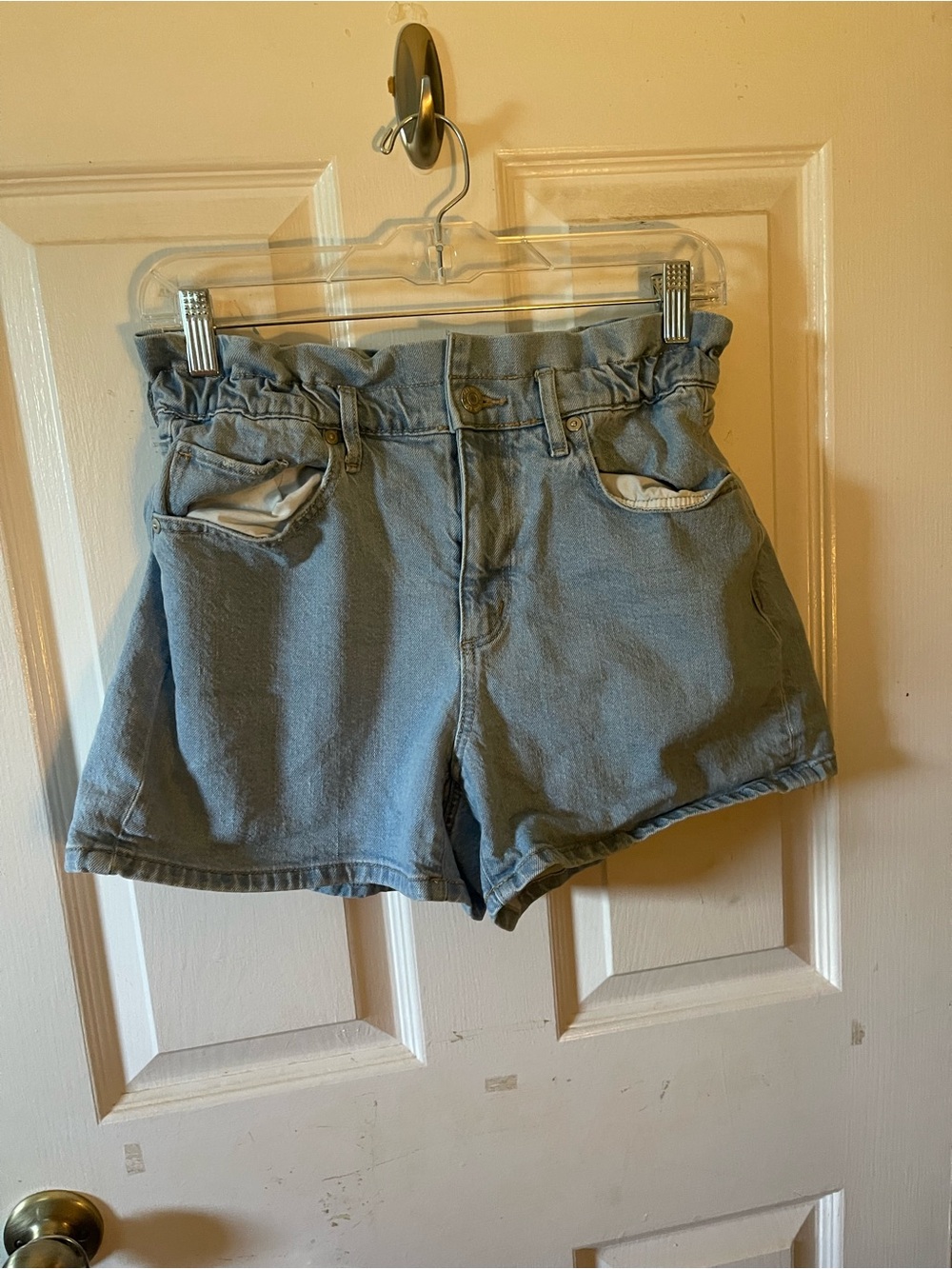 LOFT Light Blue Paperbag Waist Denim Shorts